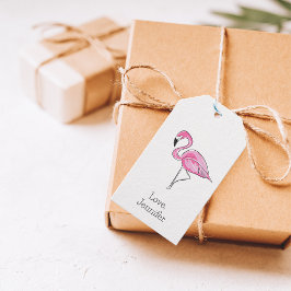 Etiquetas Para Regalos Flamenco Rosa Personalizado Preppy