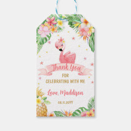 Etiquetas Para Regalos Flamingo Pneapple Aniversario tropical Gracias