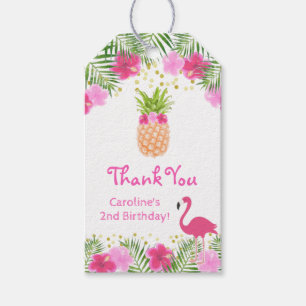 Etiquetas Para Regalos Flamingo Tropical Luau Pineapple Cumpleaños