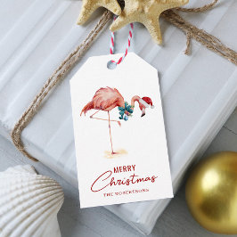 Etiquetas Para Regalos Flamingo Tropical Merry Christmas