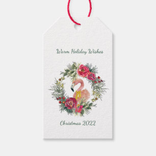 Etiquetas Para Regalos Flamingo Wreath Warm Holiday Wiers Personalizado