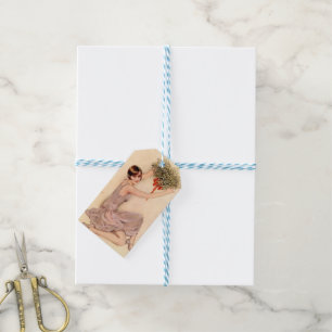 Etiquetas Para Regalos Flapper con muérdago 