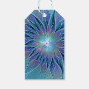 Etiquetas Para Regalos Flor Azul Púrpura Sueño Arte Abstracto Fractal