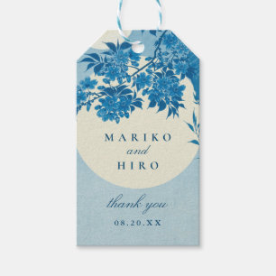 Etiquetas Para Regalos Flor de cerezo azul antiguo japonés