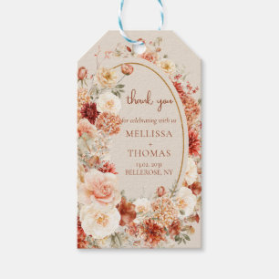Etiquetas Para Regalos Flor de cobre de moda y ardor de flores de borgoña