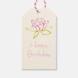 Etiquetas Para Regalos Flor de Lotus del feliz cumpleaños/lirio de agua