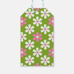 ETIQUETAS PARA REGALOS FLOR DE MARGARITA ROSA BLANCO VERDE