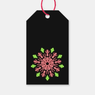 Etiquetas Para Regalos Flor de neón roja y verde