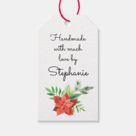 Etiquetas Para Regalos Flor de Nochebuena Hecha a Mano con Amor Nombre Na