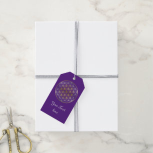 Etiquetas Para Regalos Flor de vida / Blume des Lebens - plata de oro