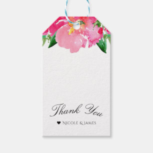 Etiquetas Para Regalos Flor Floral De Acuarela Rosa Verano Elegante Chic