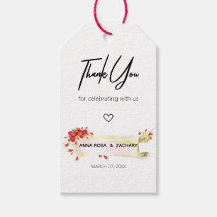 Etiquetas Para Regalos *~* Flor Floral Rosa Roja Gracias Boda