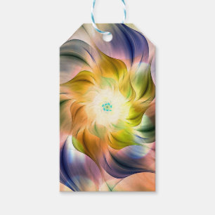 Etiquetas Para Regalos Flor Fractal de llama colorida
