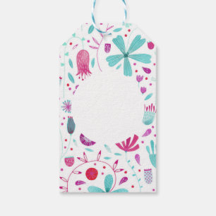 Etiquetas Para Regalos Flor Meadow Watercolor Verde azulado