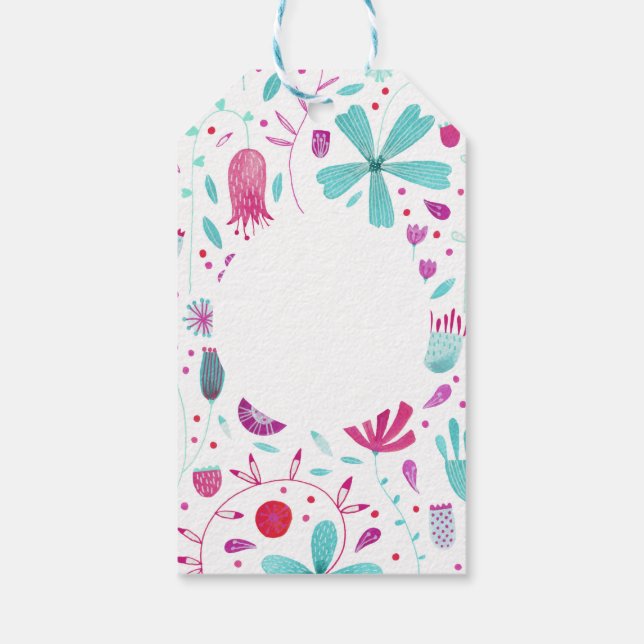 Etiquetas Para Regalos Flor Meadow Watercolor Verde azulado (Reverso)