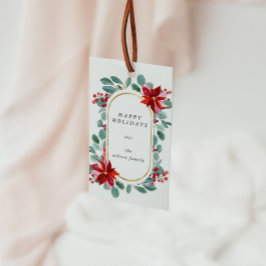 Etiquetas Para Regalos Flor Monograma Floral Vacaciones Poinsettia Roja
