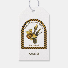 Etiquetas Para Regalos Flor Personalizada del Mes de Cumpleaños de Marzo