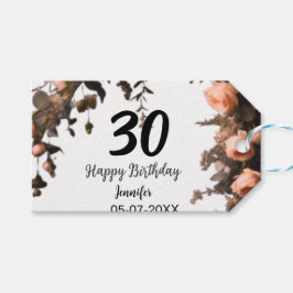 Etiquetas Para Regalos Flor rosa rosa vintage moderna de 30 años