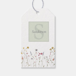 Etiquetas Para Regalos Flor Silvestre Acuarela Caprichosa Monogramada