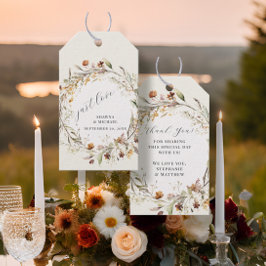 Etiquetas Para Regalos Flor silvestre Floral BOHO Otoño otoño Wreath Boda