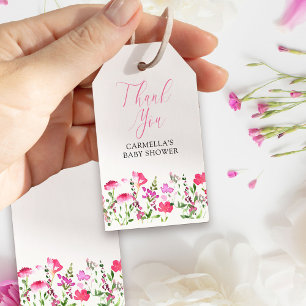Etiquetas Para Regalos Flor silvestre rosa personalizada Gracias a las et