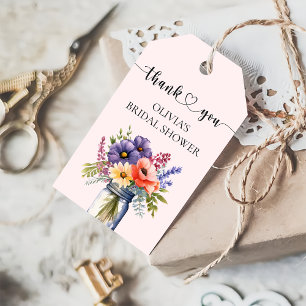 Etiquetas Para Regalos Flor silvestre rústica Mason Jar Bridal Shower Fav