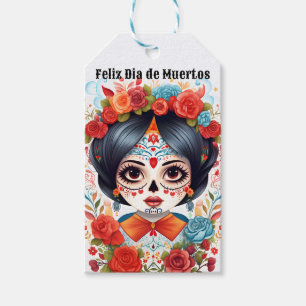 Etiquetas Para Regalos 🌹 Flor y Calavera: Homenaje al Día de Muertos 🌹