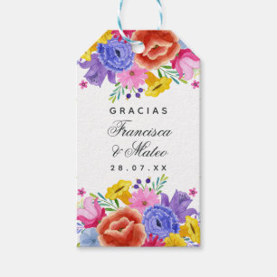Etiquetas Para Regalos Floral acuarela española Fiesta Boda Gracias