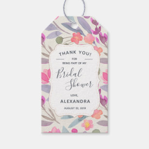 Etiquetas Para Regalos Floral acuática de ensueño   Bridal Shower Gracias