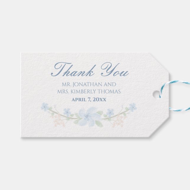 Etiquetas Para Regalos Floral azul (Frente (Horizontal))