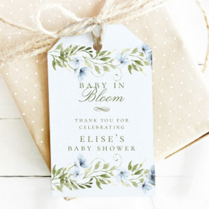 Etiquetas Para Regalos Floral azul claro bebé de flores en el Baby Shower