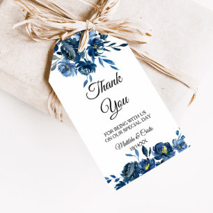 Etiquetas Para Regalos Floral azul moderno Gracias