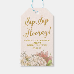 Etiquetas Para Regalos Floral Bridal Shower Sip Sip Hooray Wine Gin Etiqu