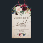 Etiquetas Para Regalos Floral de la marina borgoñona Rustic Boho Bridal S<br><div class="desc">Acuarela color rojo burdeos marina rosa rubor país rústico elegantemente floral ducha de novia gracias a la plantilla de etiqueta de regalo con follaje botánico verde y hojas de eucalipto en fondo de madera. Este hermoso diseño fácil de personalizar puede coincidir fácilmente con sus colores, estilos y temas bodas y...</div>