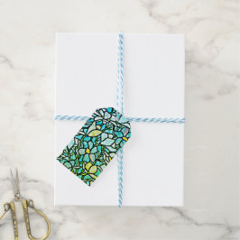 Etiquetas Para Regalos Floral de mosaico verde