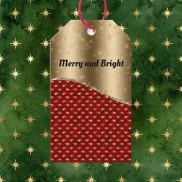 Etiquetas Para Regalos Floral de Navidades rojos con cinta de oro y nombr