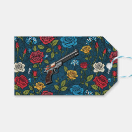 Etiquetas Para Regalos Floral de Revolver ventilado con Rosas Azul oscuro