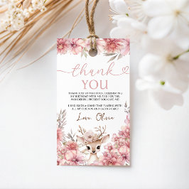 Etiquetas Para Regalos Floral Deer Birthday Thank You Tag