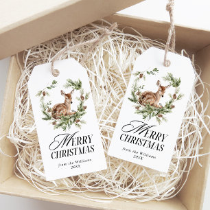 Etiquetas Para Regalos Floral Deer Elegant Modern Feliz Navidad