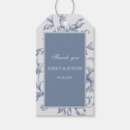 Etiquetas Para Regalos Floral Dusty Blue Elegant Wedding Gracias