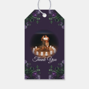 Etiquetas Para Regalos Floral Elegante Boda Gótica Morado Oscuro