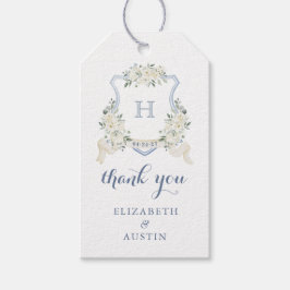 Etiquetas Para Regalos Floral Elegante Polvo Azul Cresta Boda Agradecimie