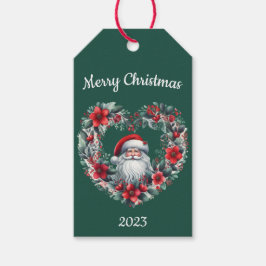 Etiquetas Para Regalos Floral en forma de corazón - Navidades Santa Claus