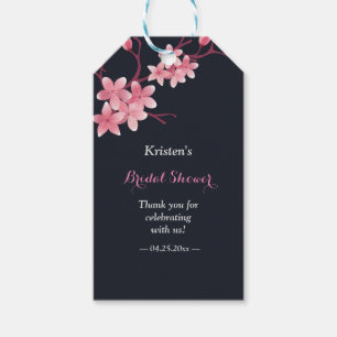 Etiquetas Para Regalos Floral floral de flores de la marina rosada de cer