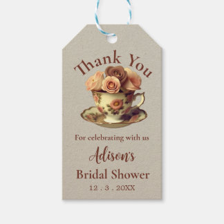 Etiquetas Para Regalos Floral Gold Vintage Tea Fiesta Bridal Shower