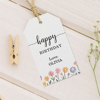 Etiquetas Para Regalos Floral Happy Birthday