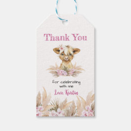 Etiquetas Para Regalos Floral Highland Cow Gracias Por Favor