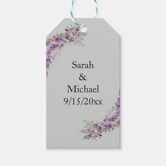 Etiquetas Para Regalos Floral lila (Anverso)