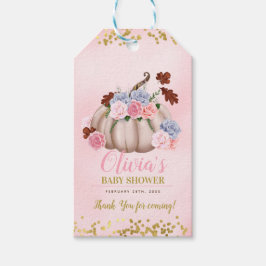 Etiquetas Para Regalos Floral Pequeña Calabaza Chica Baby Shower Gracias