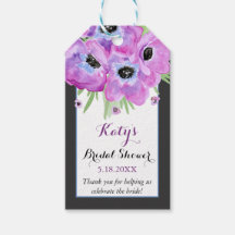 Floral Pink Morple Blue Bridal Shower Favorito Tag